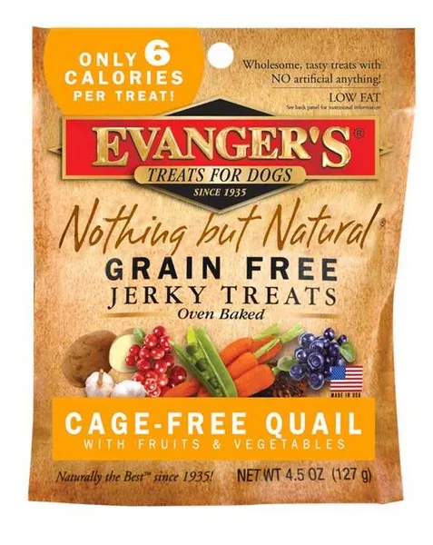 4.5 oz. Evanger's Nothing But Natural Quail Jerky Treats For Dogs - Health/First Aid